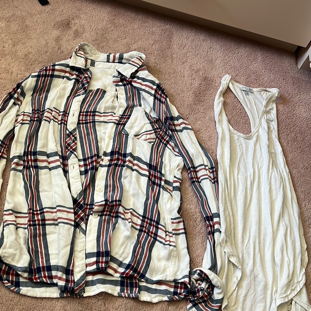 Flannel with white tank top